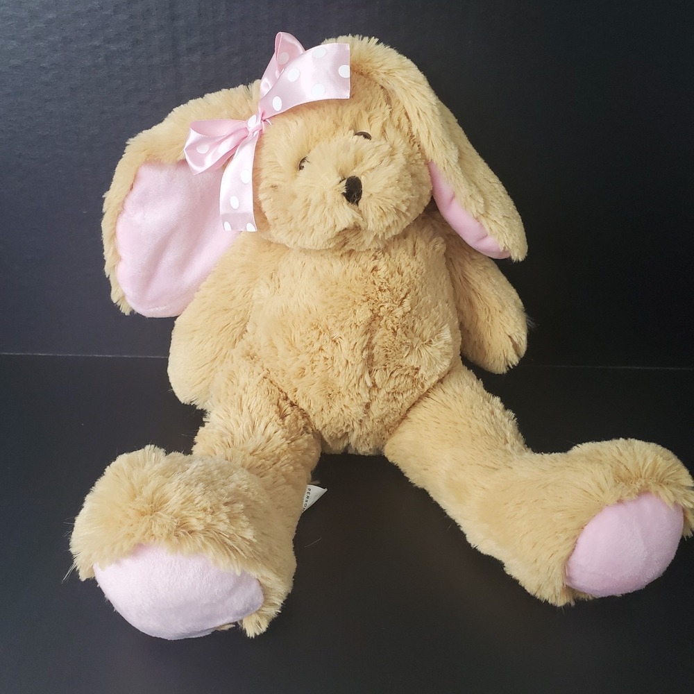 Personalization‎ Mall Plush Stuffed Floppy Ear Tan Brown Bunny Rabbit Pink Bow